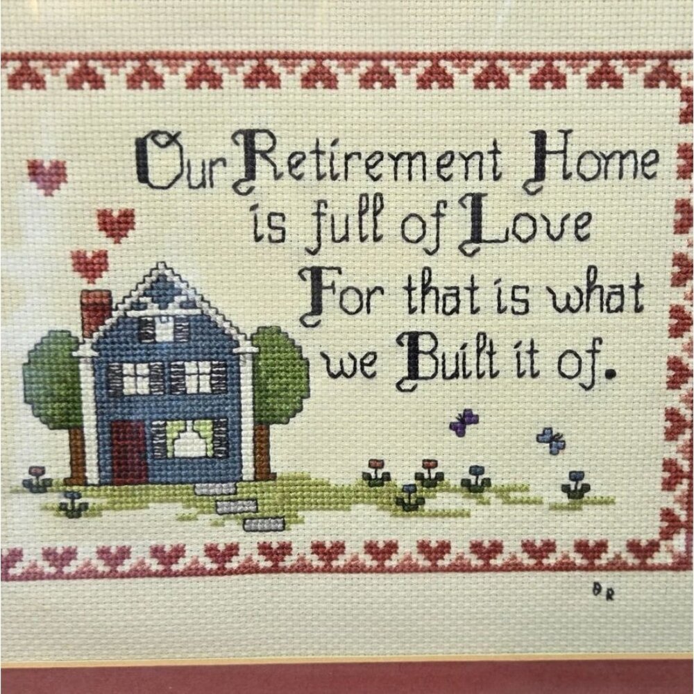 Vintage handmade cross stitch art retirement gift in Frame Embroidery Sewing